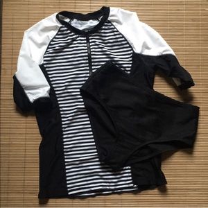 Swim Rash Guard and High Waist Bikini Bottoms